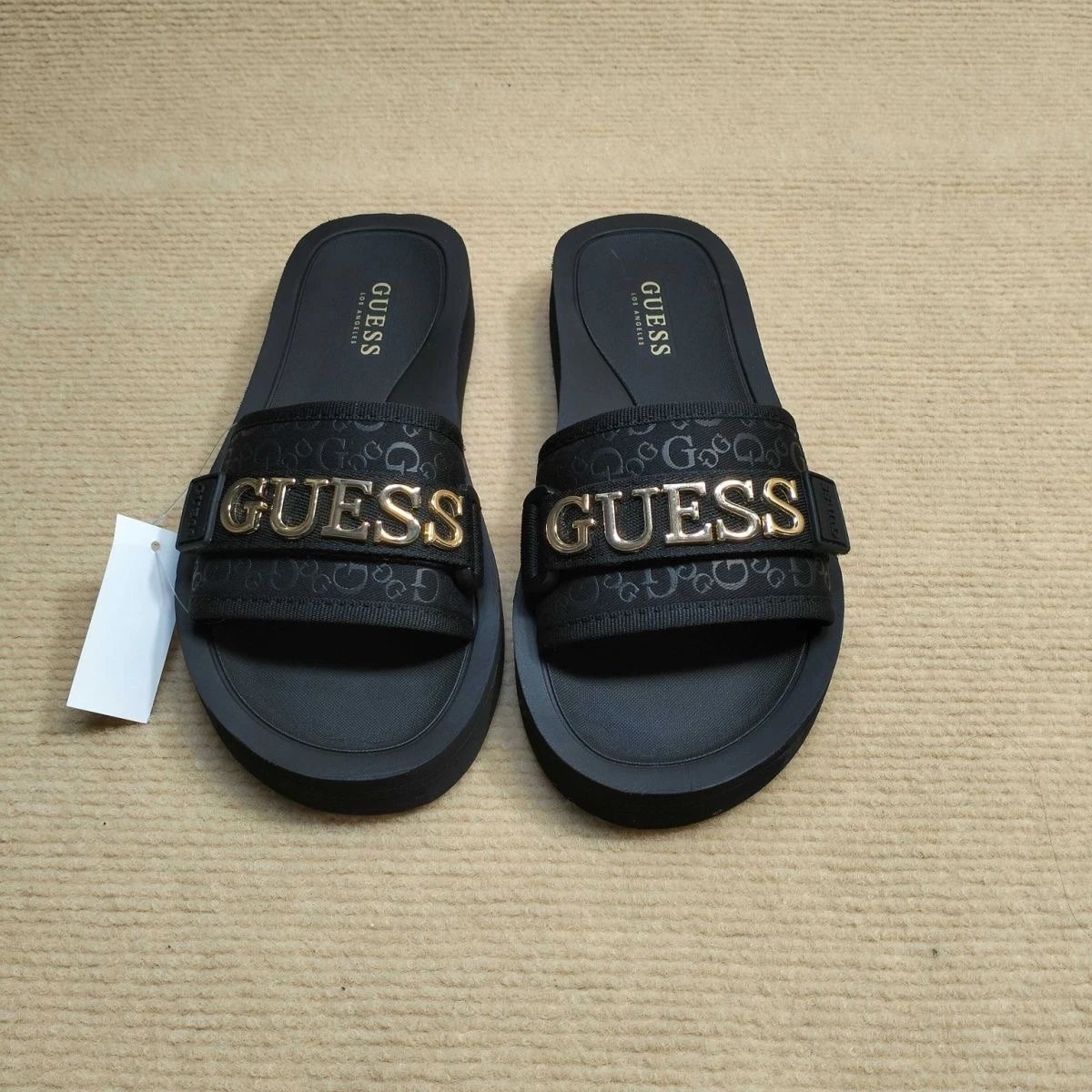 Guess Logo Slide Sandals Navy Blue - 4