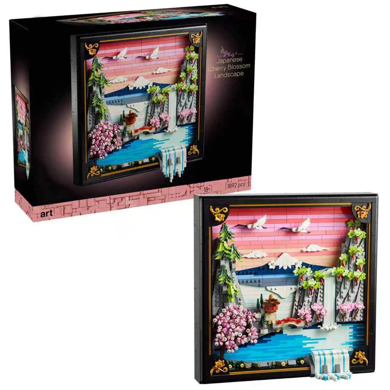 Compatible with LEGO Art Life 31218 Japanese Cherry Blossom Landscape Hanging Picture Frame Assembly Building Blocks Toy Gift