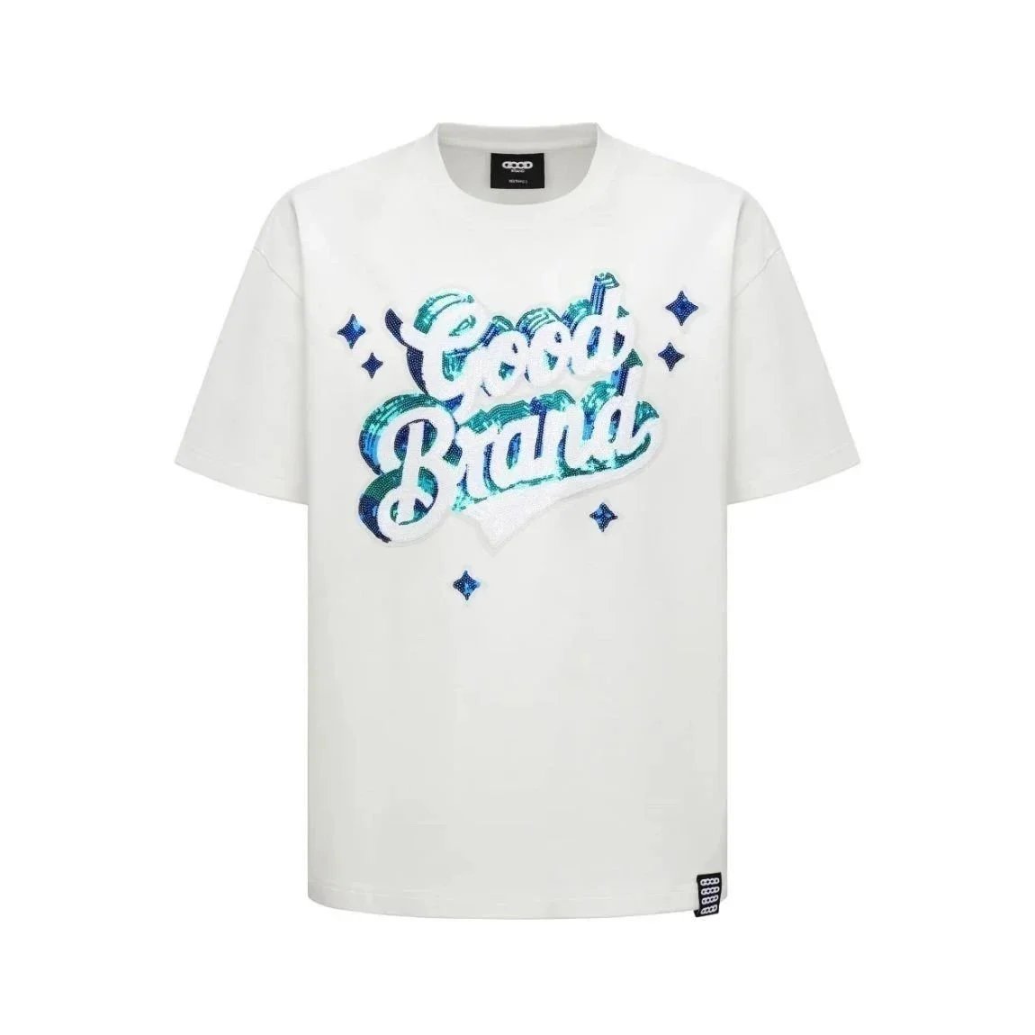 GOOD BRAND Sequin Logo Graphic T-Shirt White