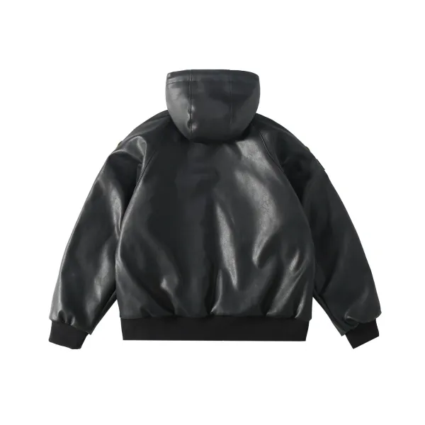 Supreme x Vans Leather Hooded Bomber Jacket Black - 3