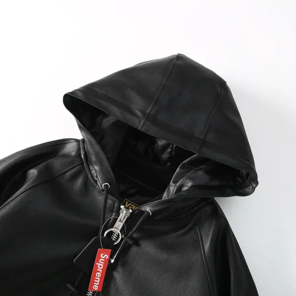 Supreme x Vans Leather Hooded Bomber Jacket Black - 5