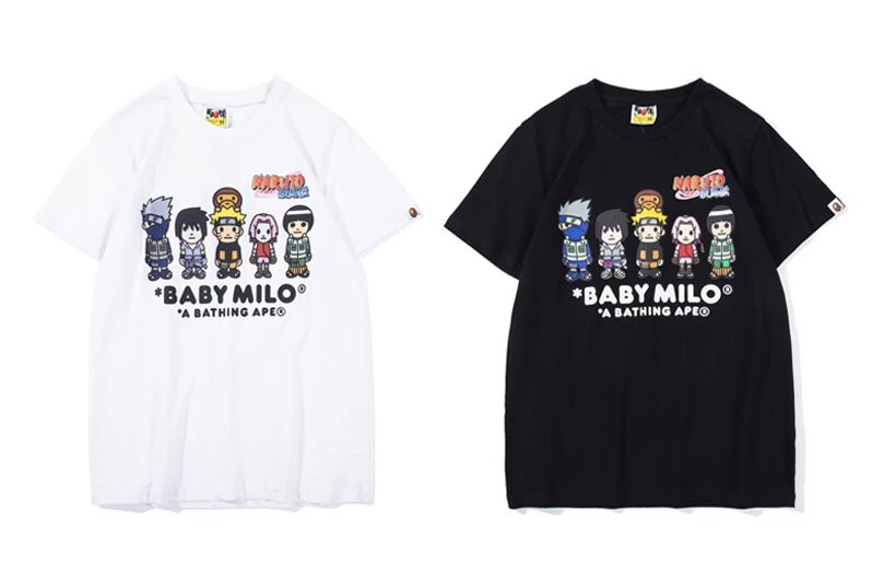 Harajuku Tide brand naruto Naruto collaboration APE Ape Head MILO short sleeved shirt
