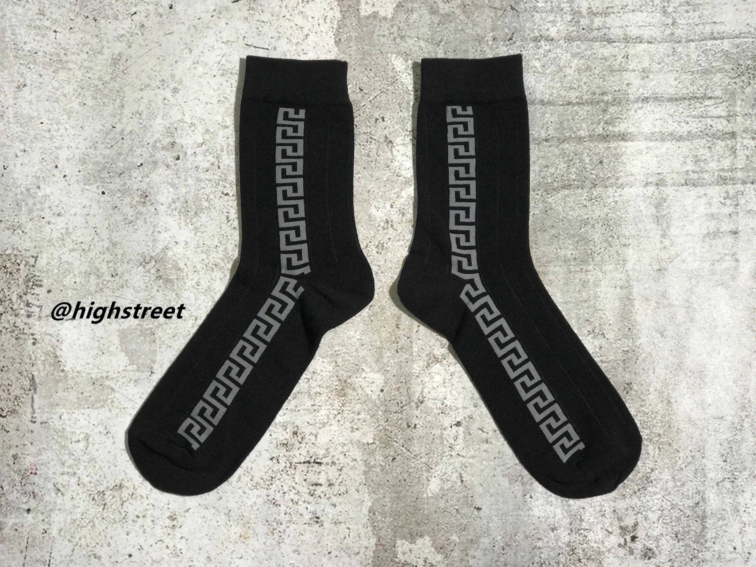Versace Greek Key Pattern Black Socks - 3