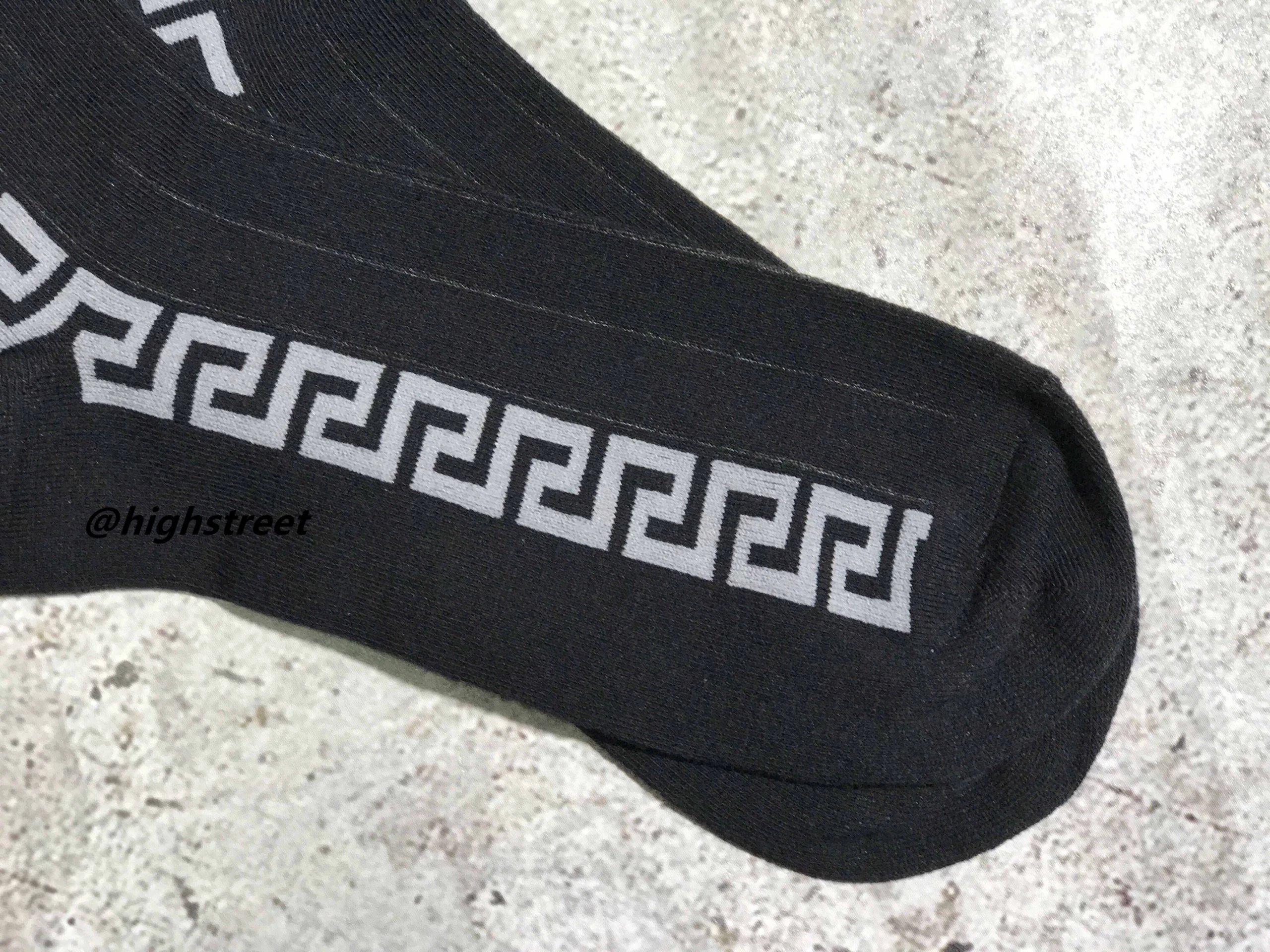 Versace Greek Key Pattern Black Socks - 6