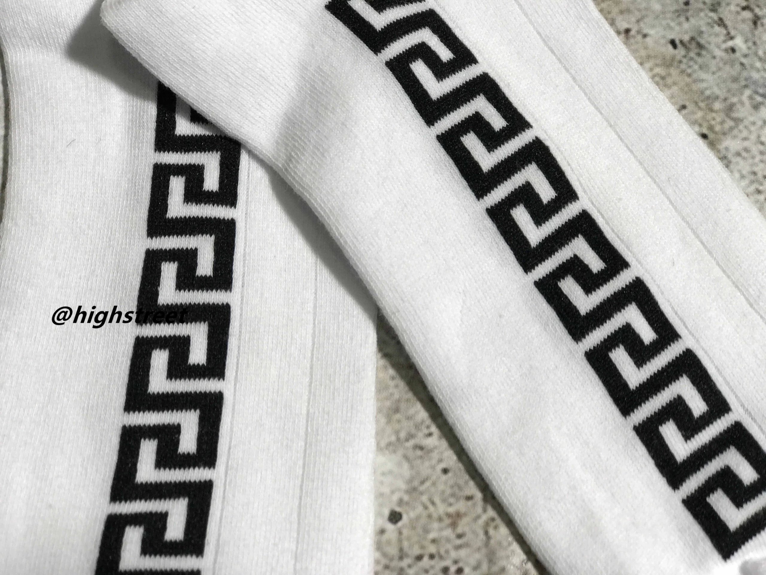 Versace Greek Key Pattern Black Socks - 4