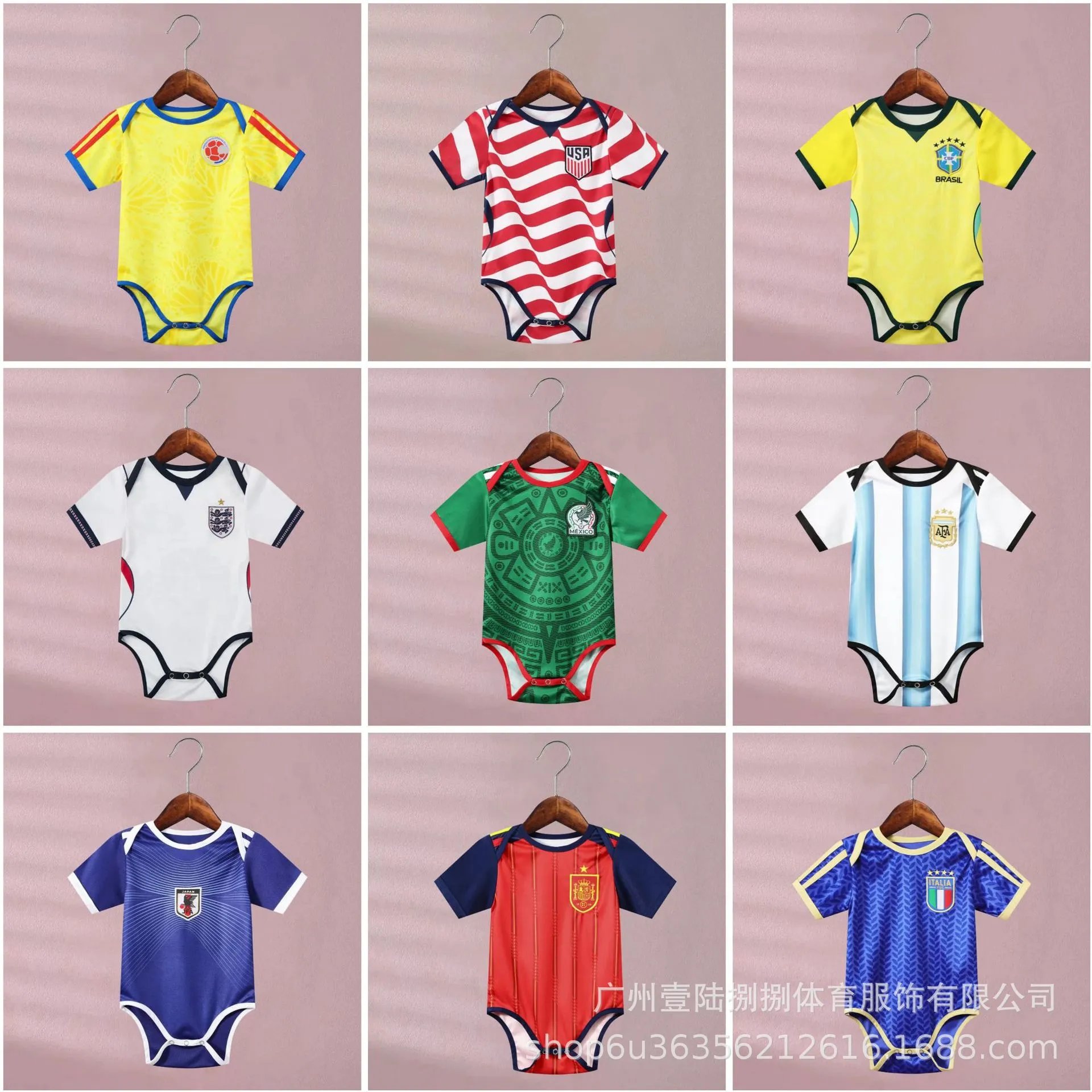 Baby Soccer Jersey Bodysuits with National Team Crests