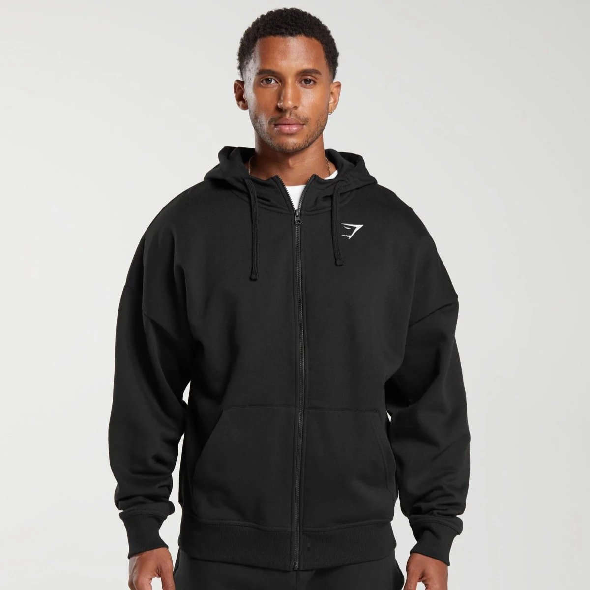 Gymshark Men's Full Zip Hooded Sweatshirt with Chest Logo