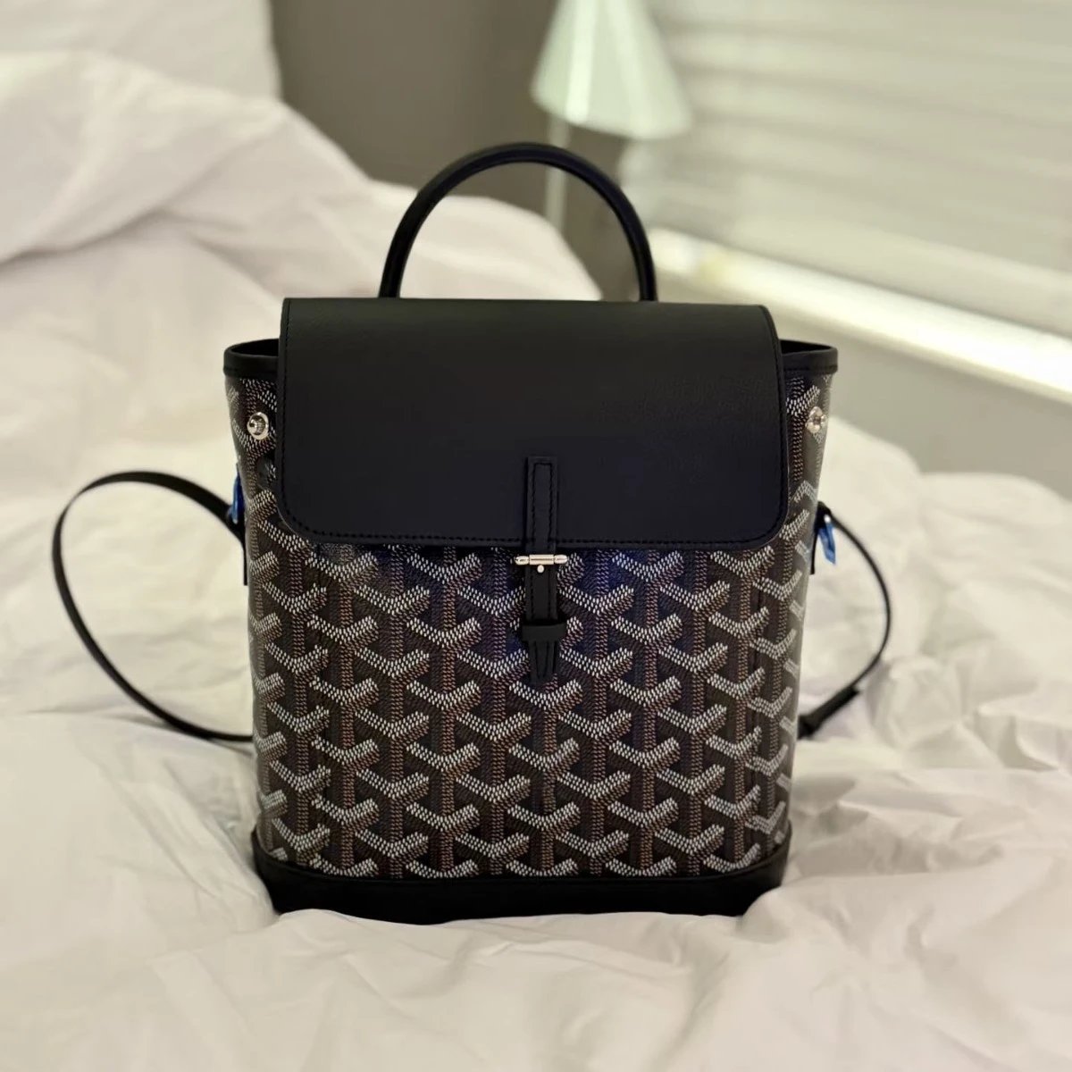 Goyard Signature Coated Canvas Mini Backpack with Leather Flap
