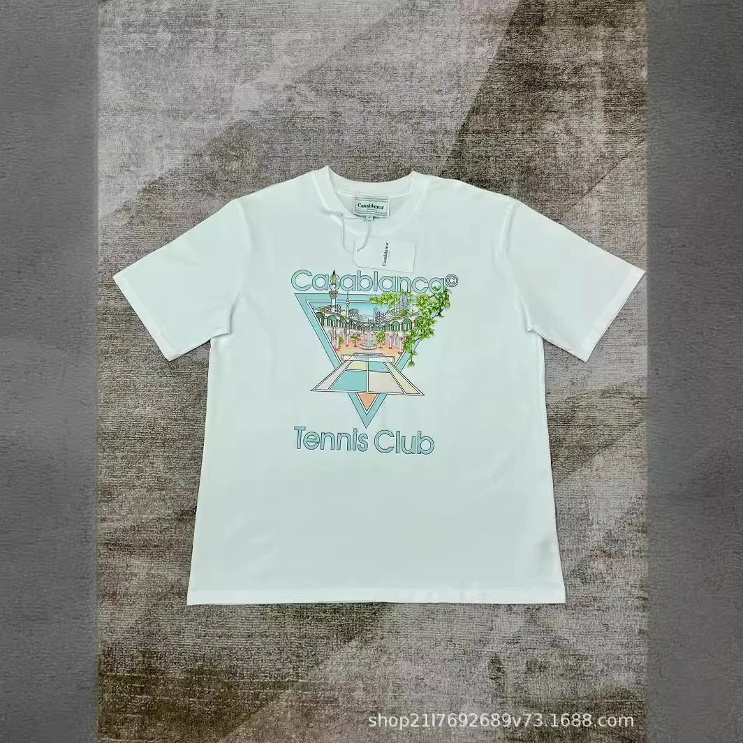 Casablanca Tennis Club Graphic Print Short Sleeve T-Shirt