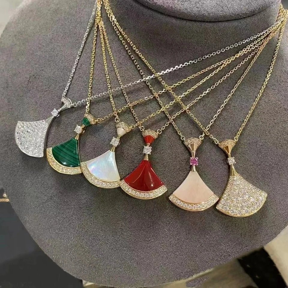 Bvlgari Divas' Dream Fan Shaped Hardstone Pendant Necklace