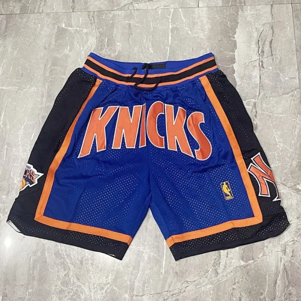 NBA New York Knicks Mesh Shorts Blue Orange Black - 1