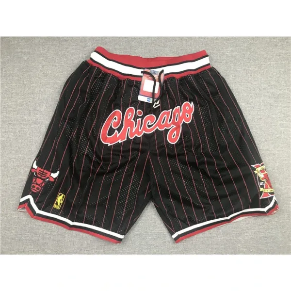 Chicago Bulls Pinstripe Mesh Shorts Black / Red - 1