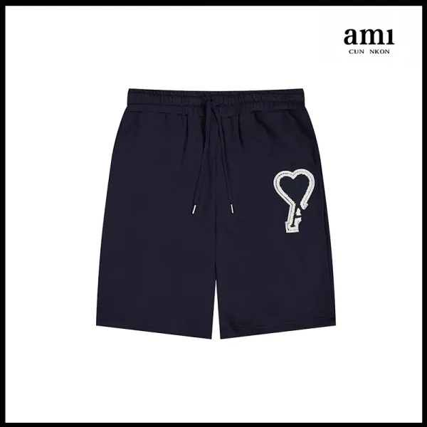 Ami Cun Nkon Heart Key Embroidered Navy Shorts - 1