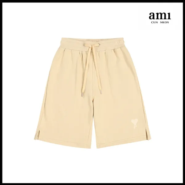 Ami Paris Heart Logo Shorts Beige Shorts - 1