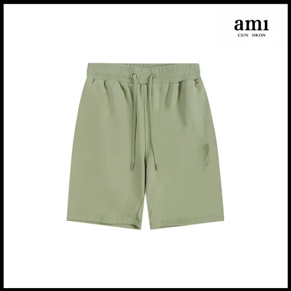 Ami Cun Nkon Heart Embroidery Sweat Shorts Sage Green - 1