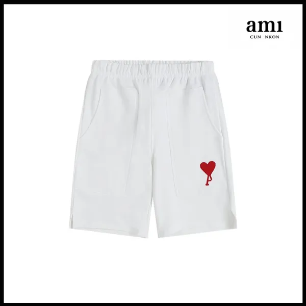 Ami Paris Heart Embroidered White Shorts - 1