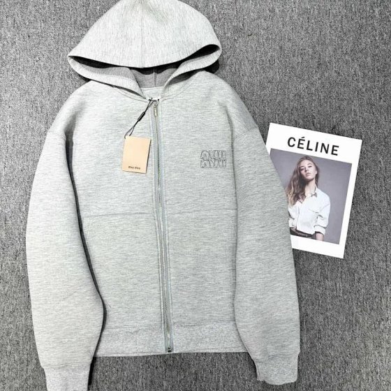 Autumn and winter new M family hooded cardigan loose jacket casual zipper long sleeved sweatshirt for men and women