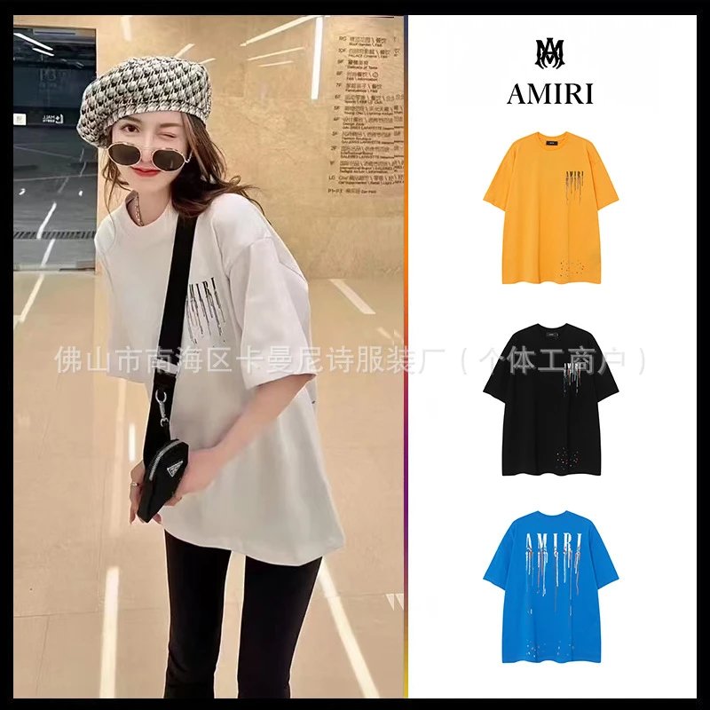 AM圆领短袖纯棉宽松印花T恤欧美 2