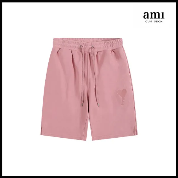 Ami Cun Nkon Heart Embroidery Pink Sweat Shorts - 1