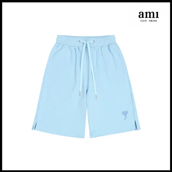 Ami Paris Heart Logo Drawstring Shorts Light Blue Shorts - 1