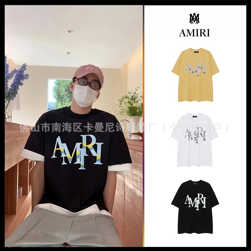 AM圆领短袖纯棉宽松印花T恤欧美 5