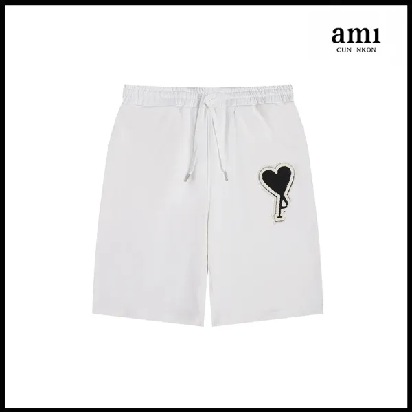 Ami Paris Heart Balloon Embroidered White Shorts - 1