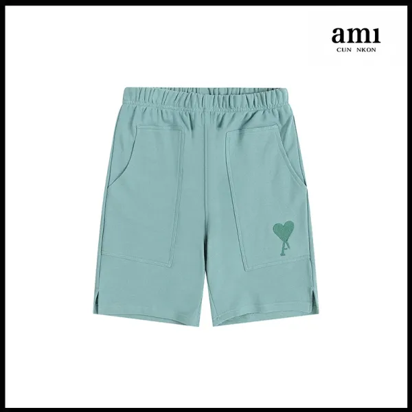 Ami Paris Heart Logo Sweat Shorts Mint Green - 1