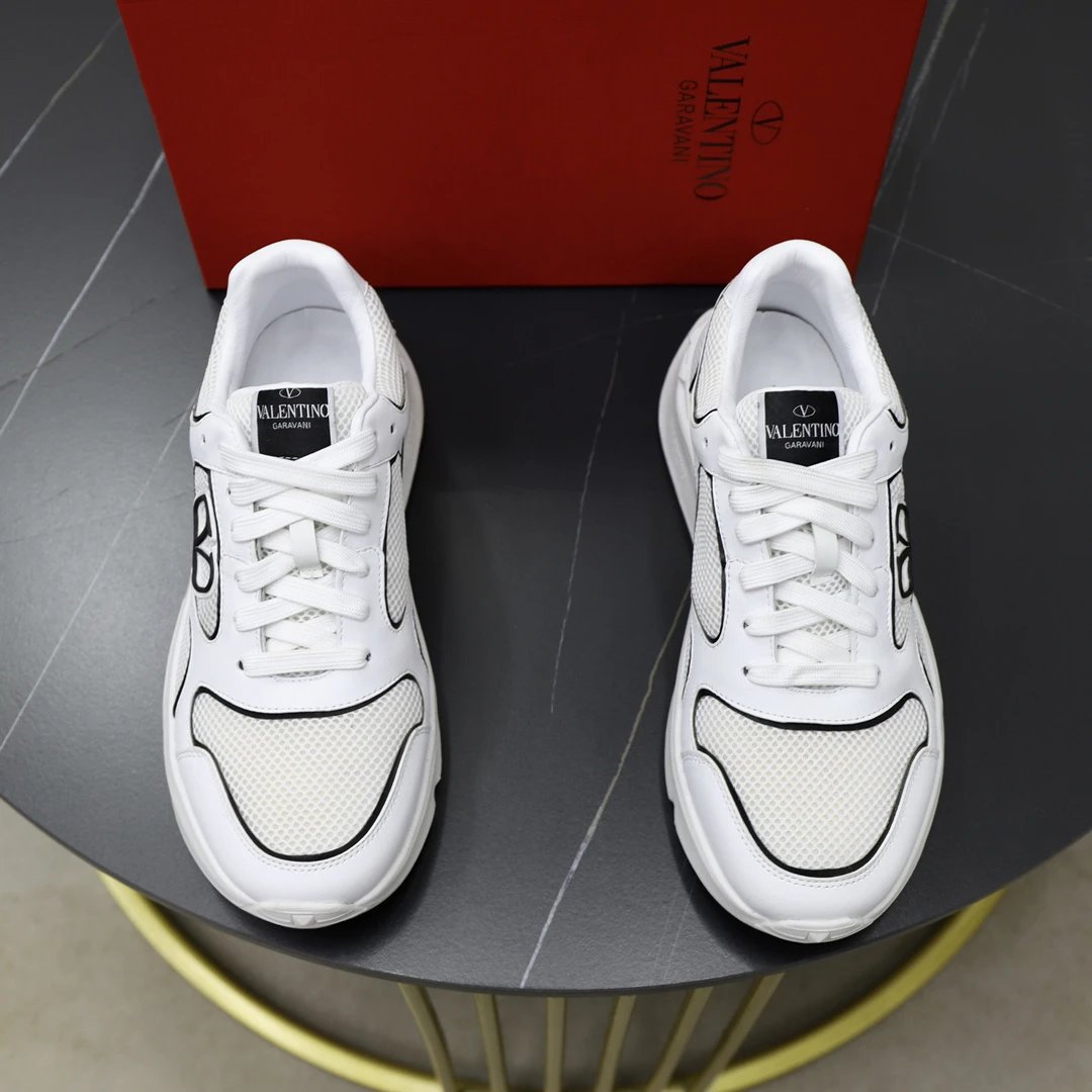 Valentino Garavani White Mesh Logo Sneakers