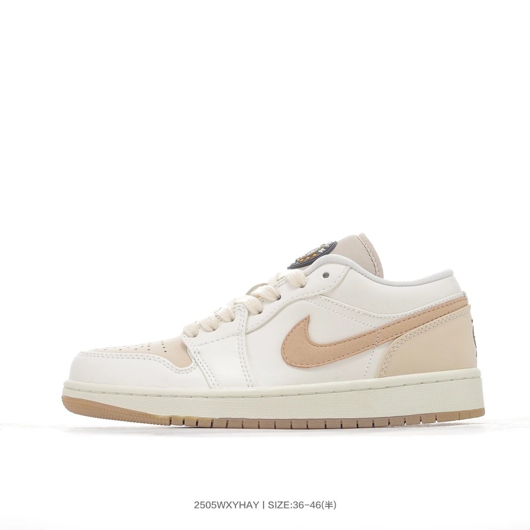Air Jordan Low Beige White Leather Sneakers