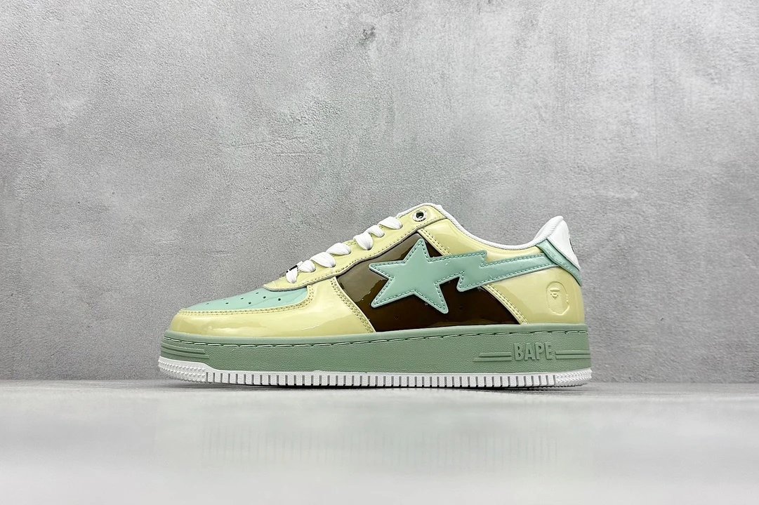 BAPE Mint Green Cream Star Low Sneakers