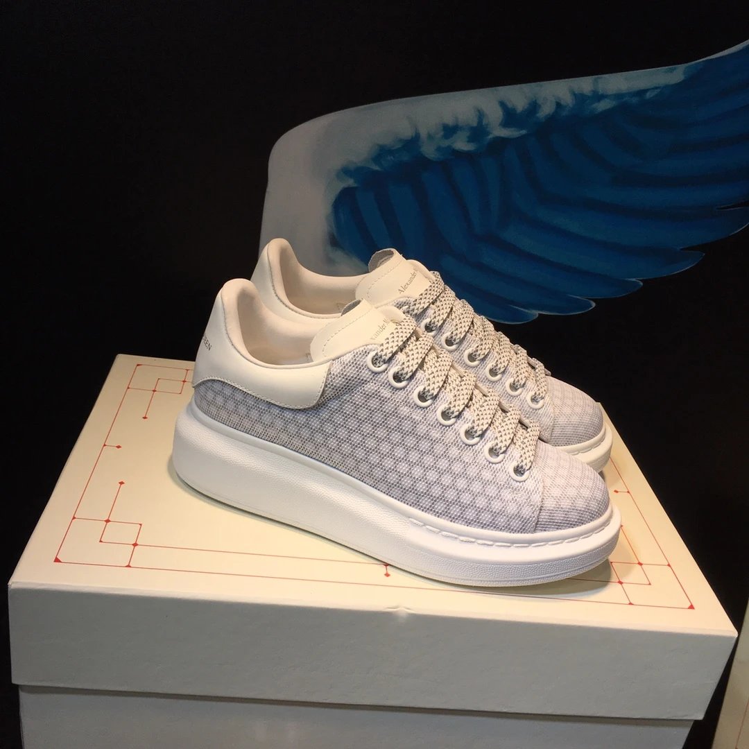 Alexander McQueen White Grey Mesh Oversized Sneakers