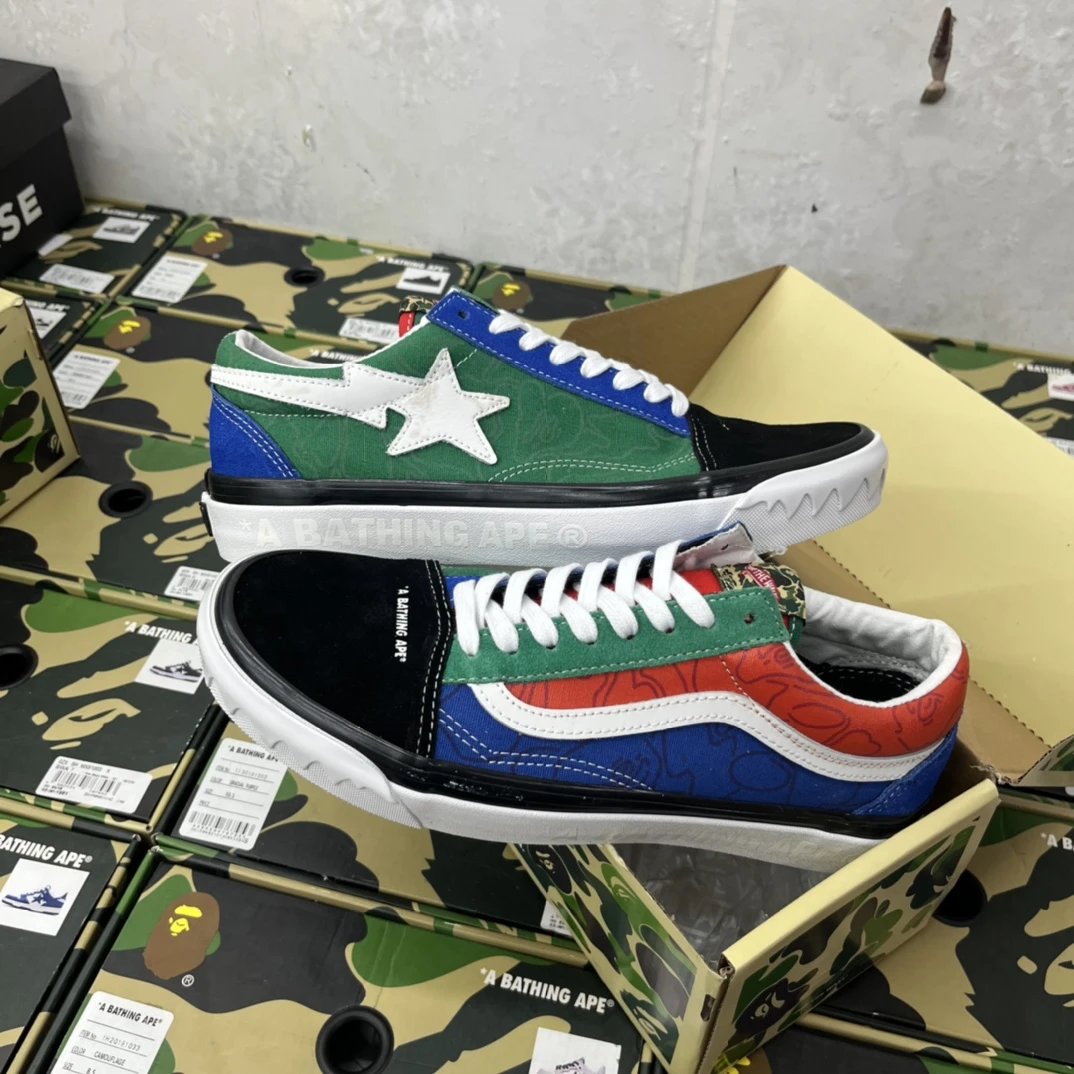 BAPE Color Block Suede Skate Shoes Streetwear Sneakers