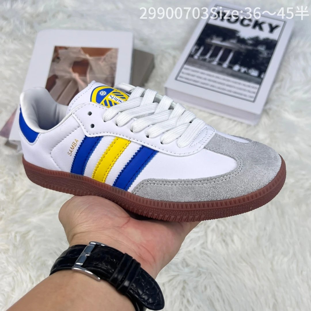 Adidas Samba White Blue Yellow Gum Sole Sneakers