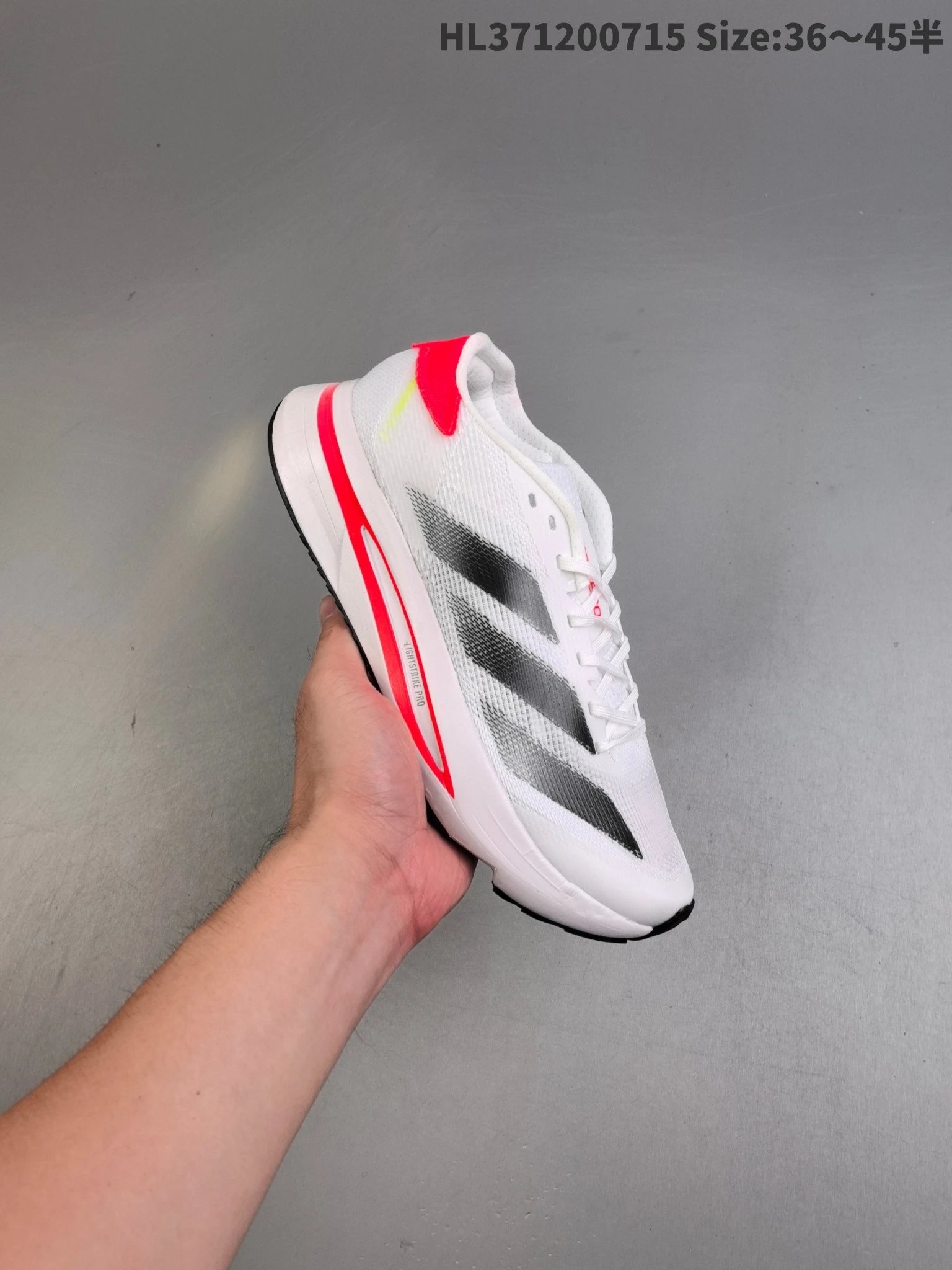 Adidas Running Shoes White Black Stripes Neon Red Sneakers