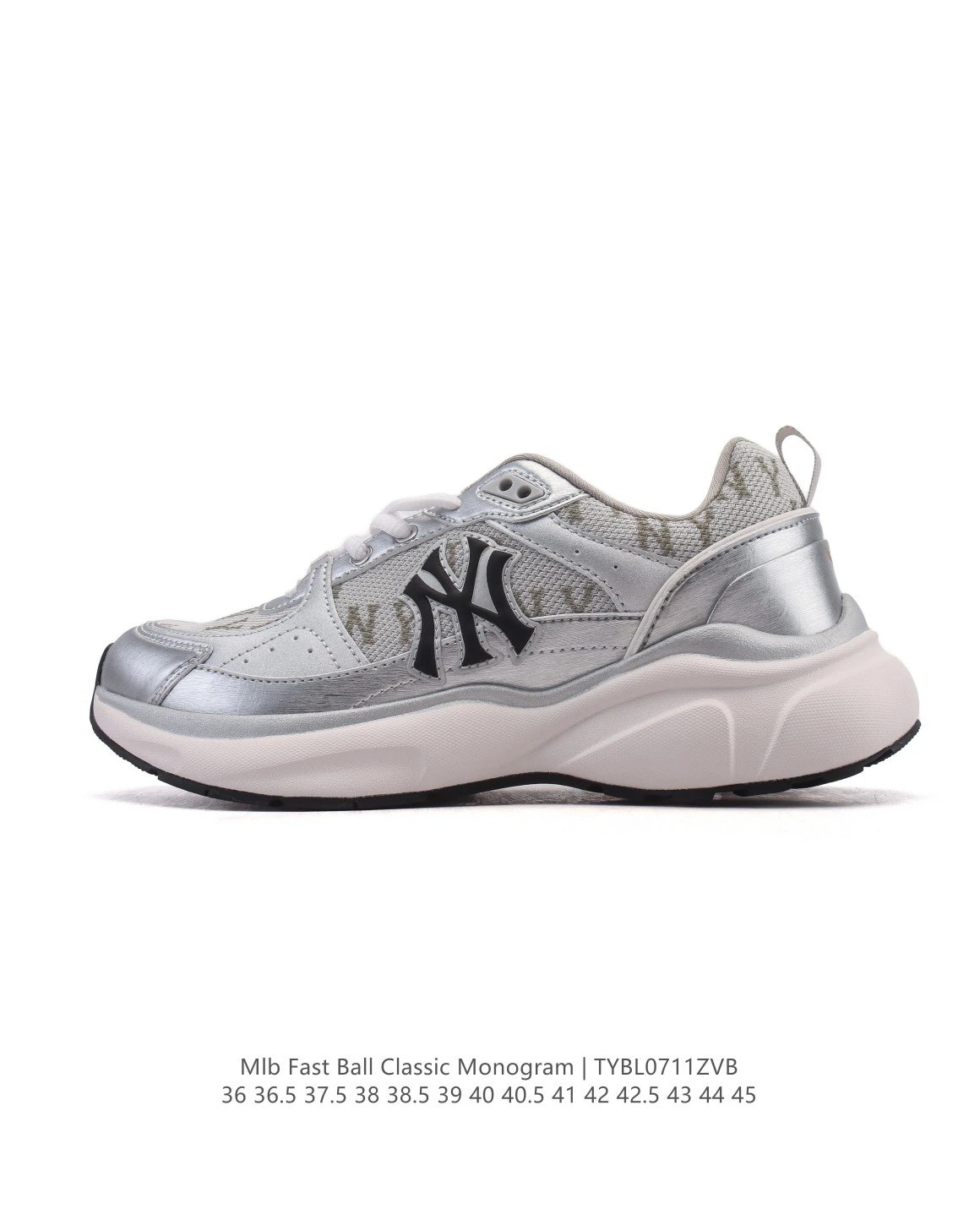 MLB Fast Ball Silver Mesh Chunky Sneakers