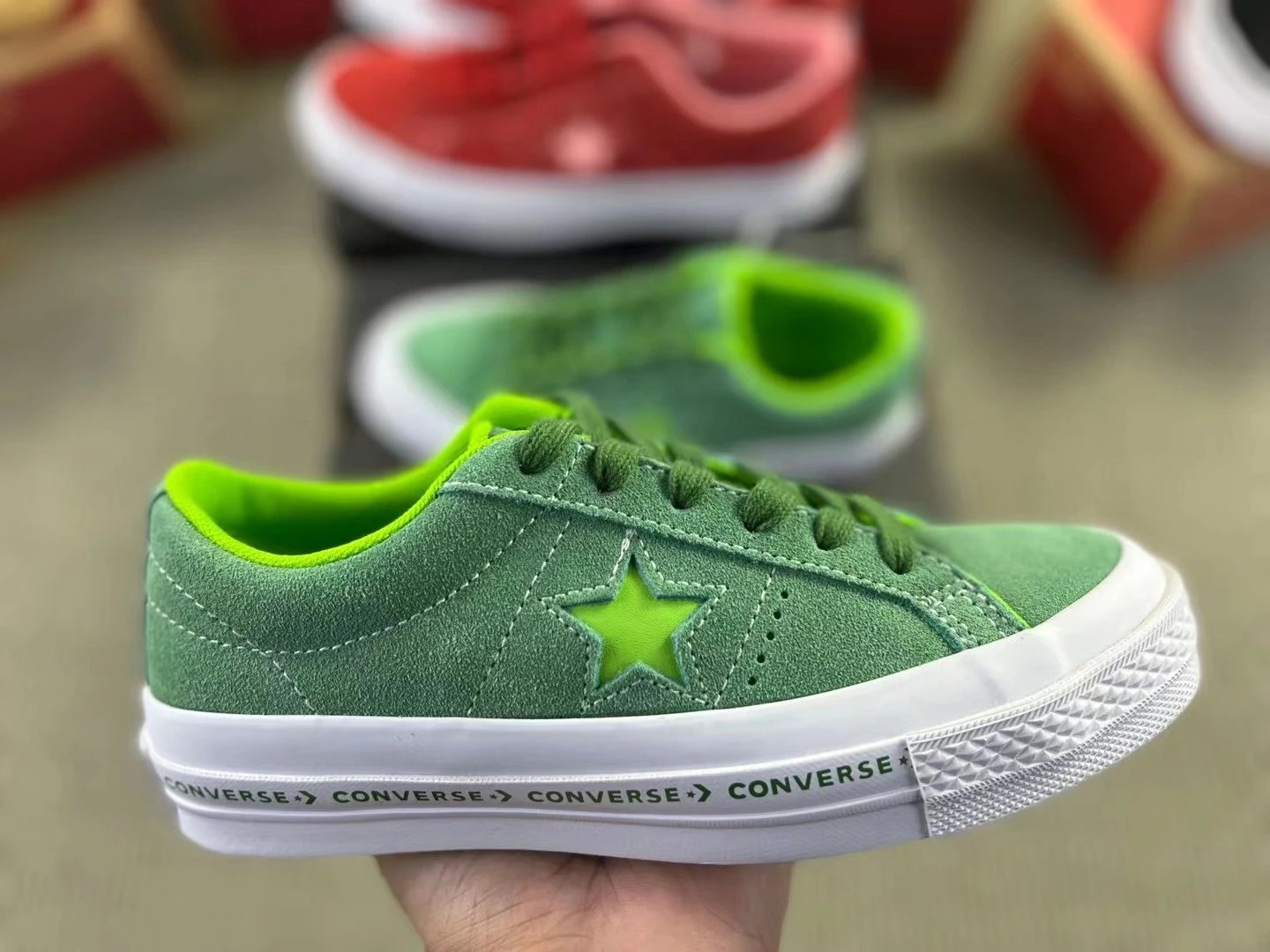 Converse Green Star Suede Low‑Top Sneakers