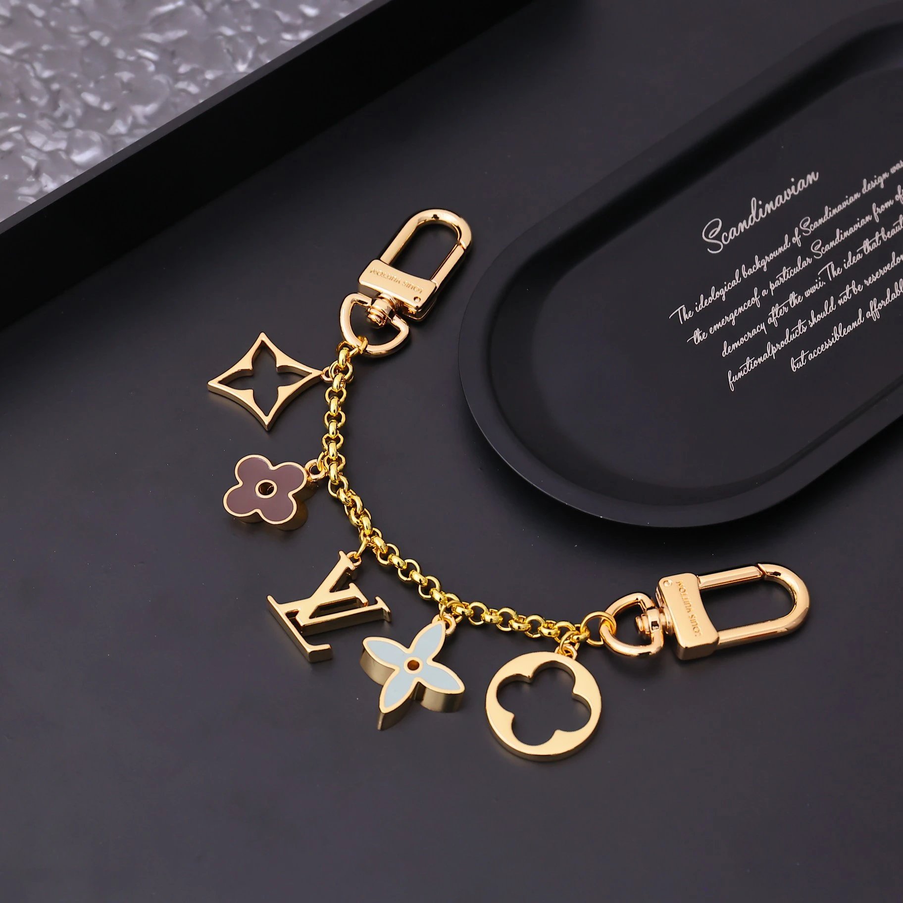 Louis Vuitton Gold Monogram Keychain Women Bag Charm