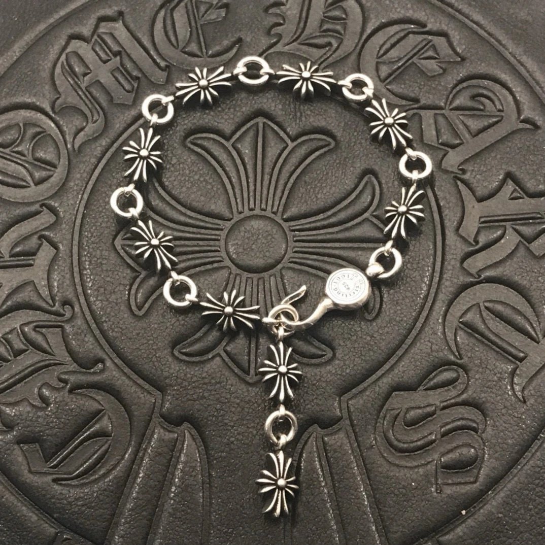 Chrome Hearts Silver Cross Flower Bracelet Jewelry