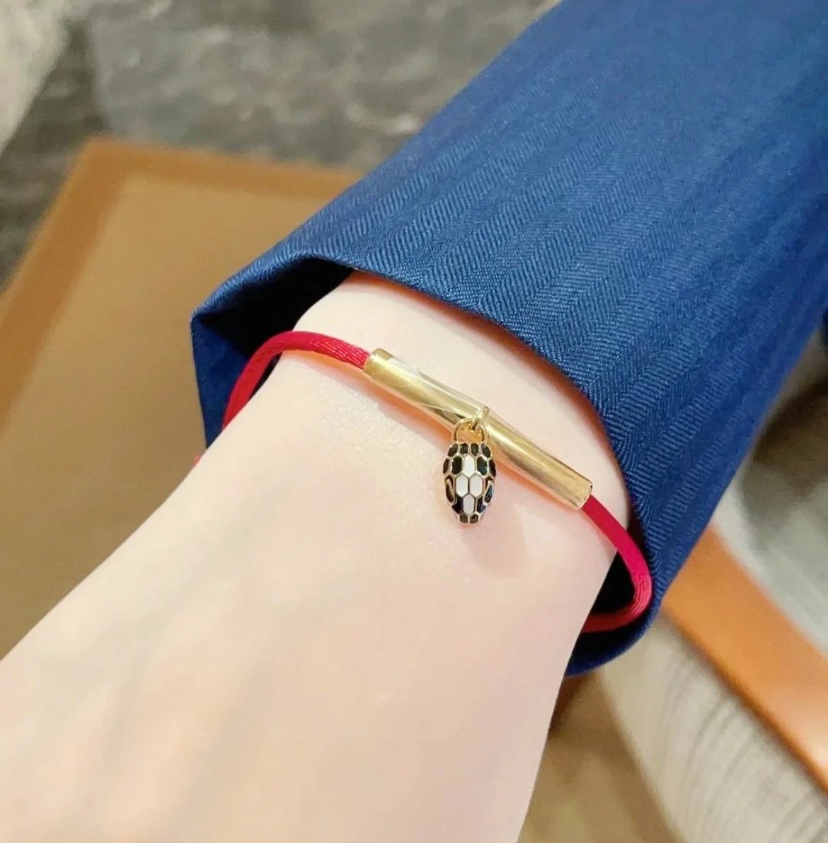 Bvlgari Serpenti Red Cord Gold Enamel Women Bracelet