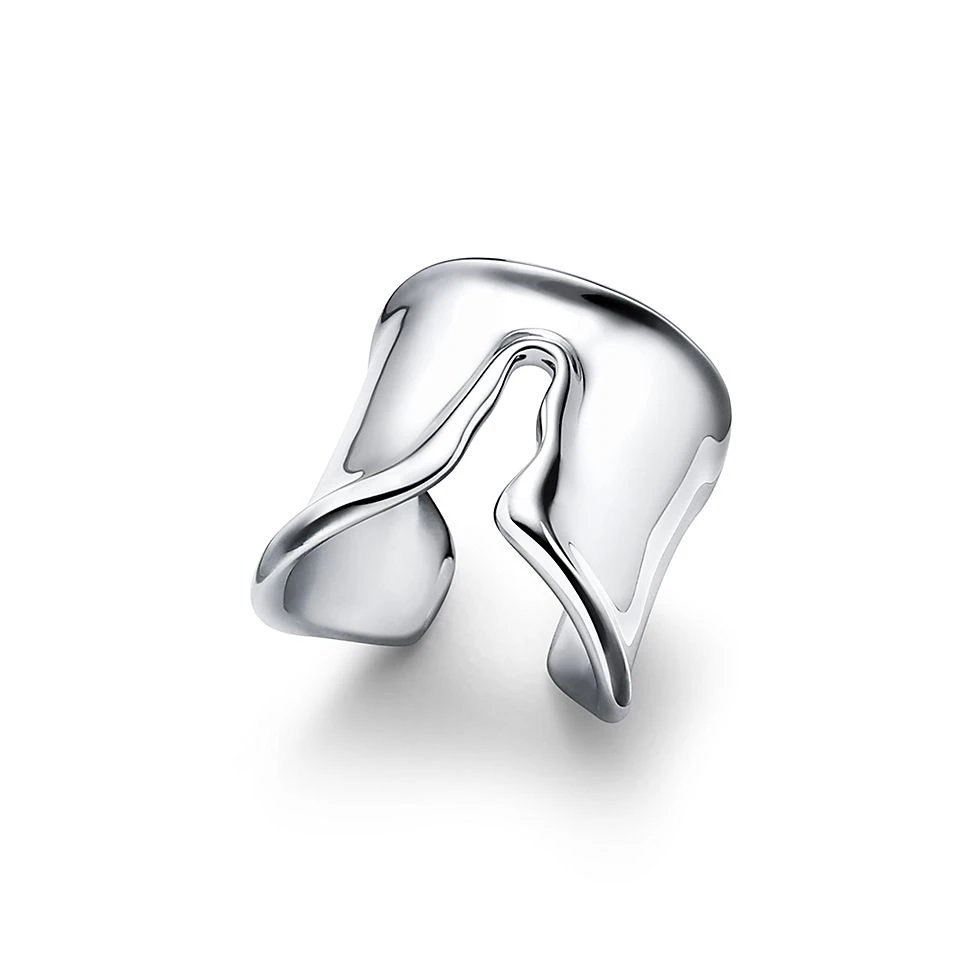 Tiffany Silver Wave Adjustable Open Ring Women