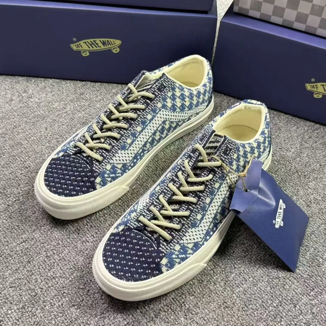 Vans Retro Blue Knit Low-Top Skate Shoes