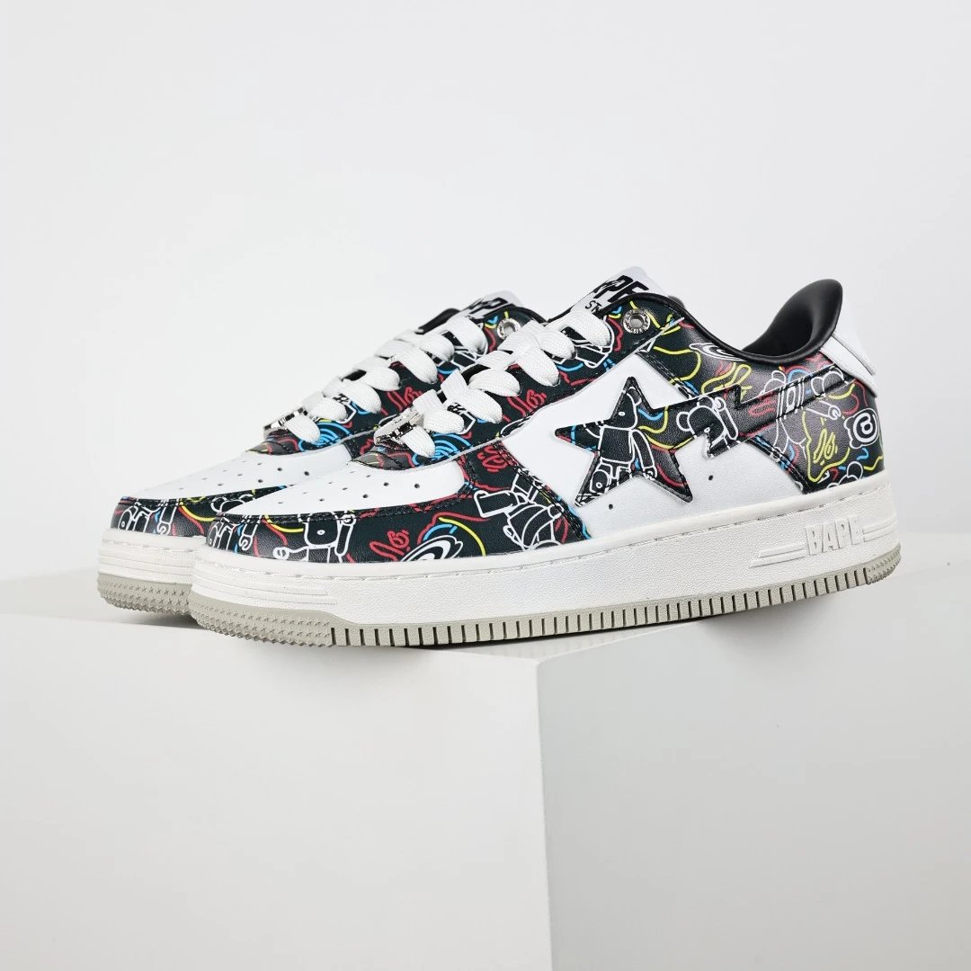 BAPE Graffiti Star Leather Streetwear Sneakers