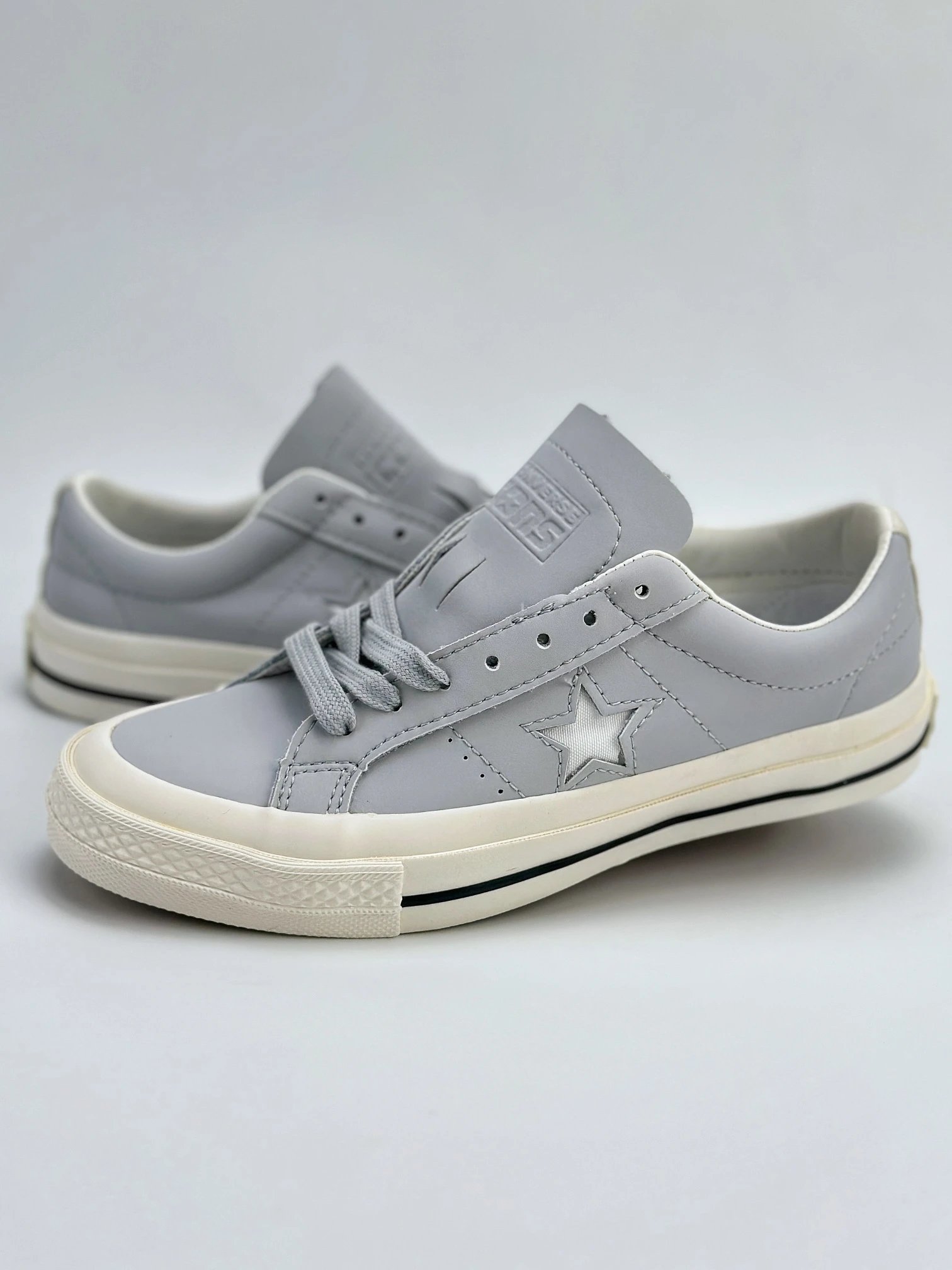 Converse Gray Leather Low Top Star Casual Sneakers