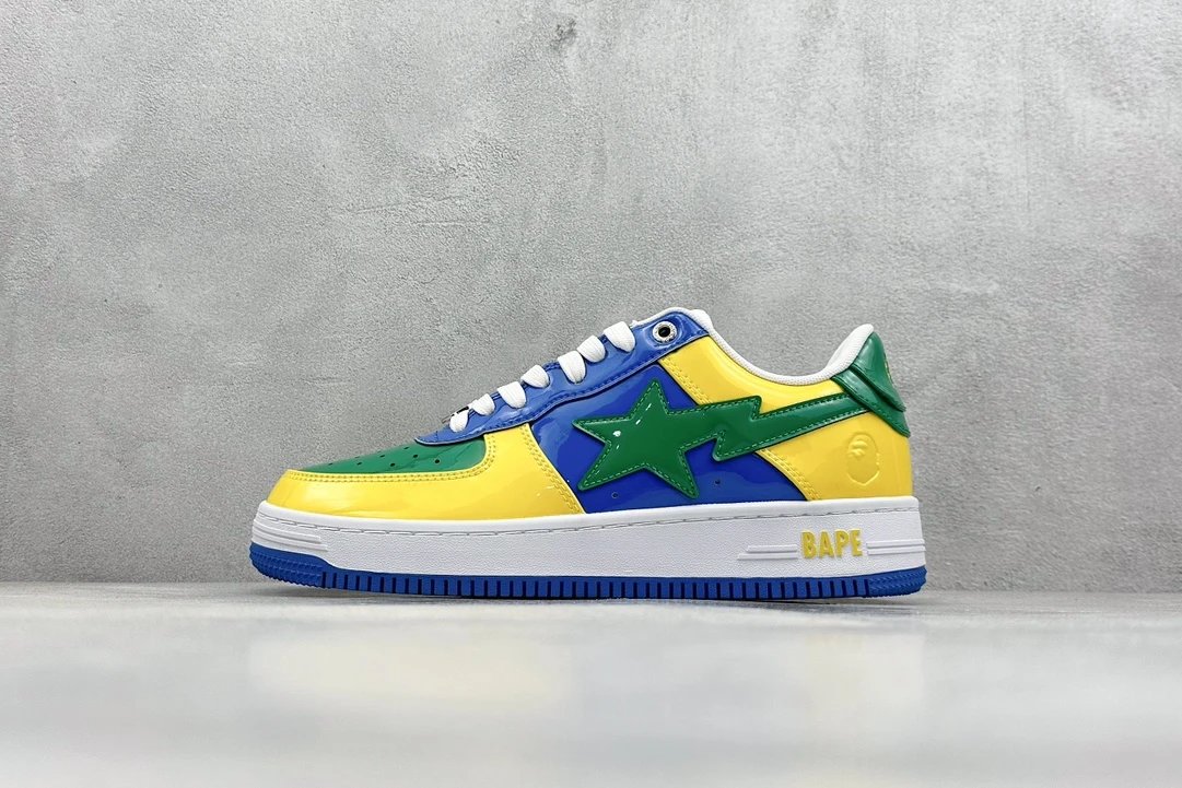 BAPE Star Low Yellow Blue Green Shoes