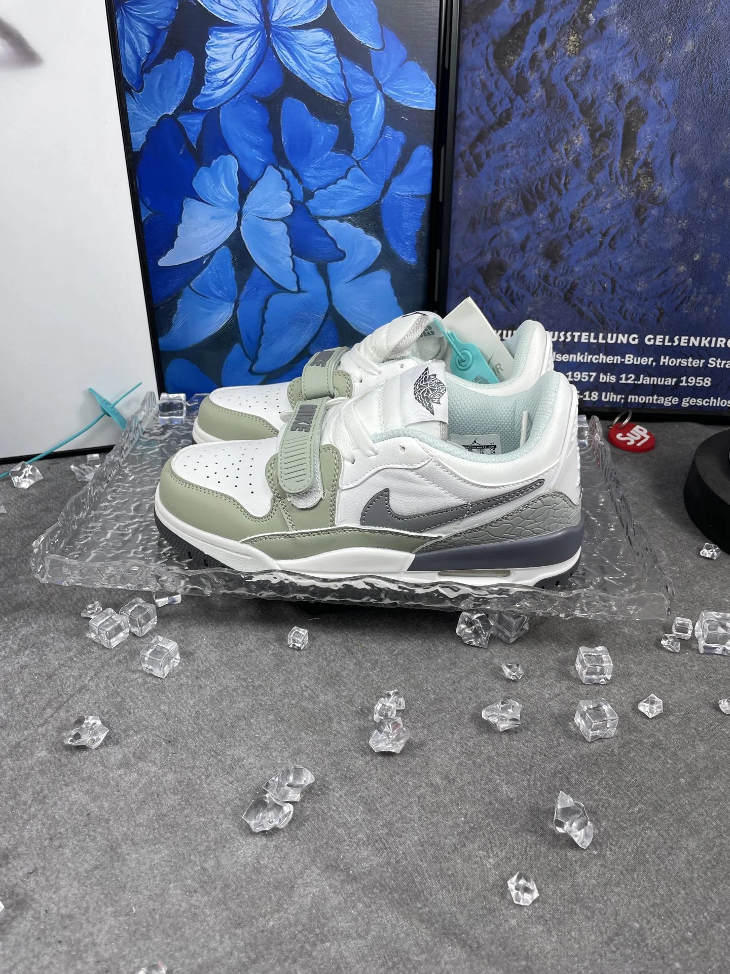 Air Jordan Men’s White Gray Leather Sneakers Shoes