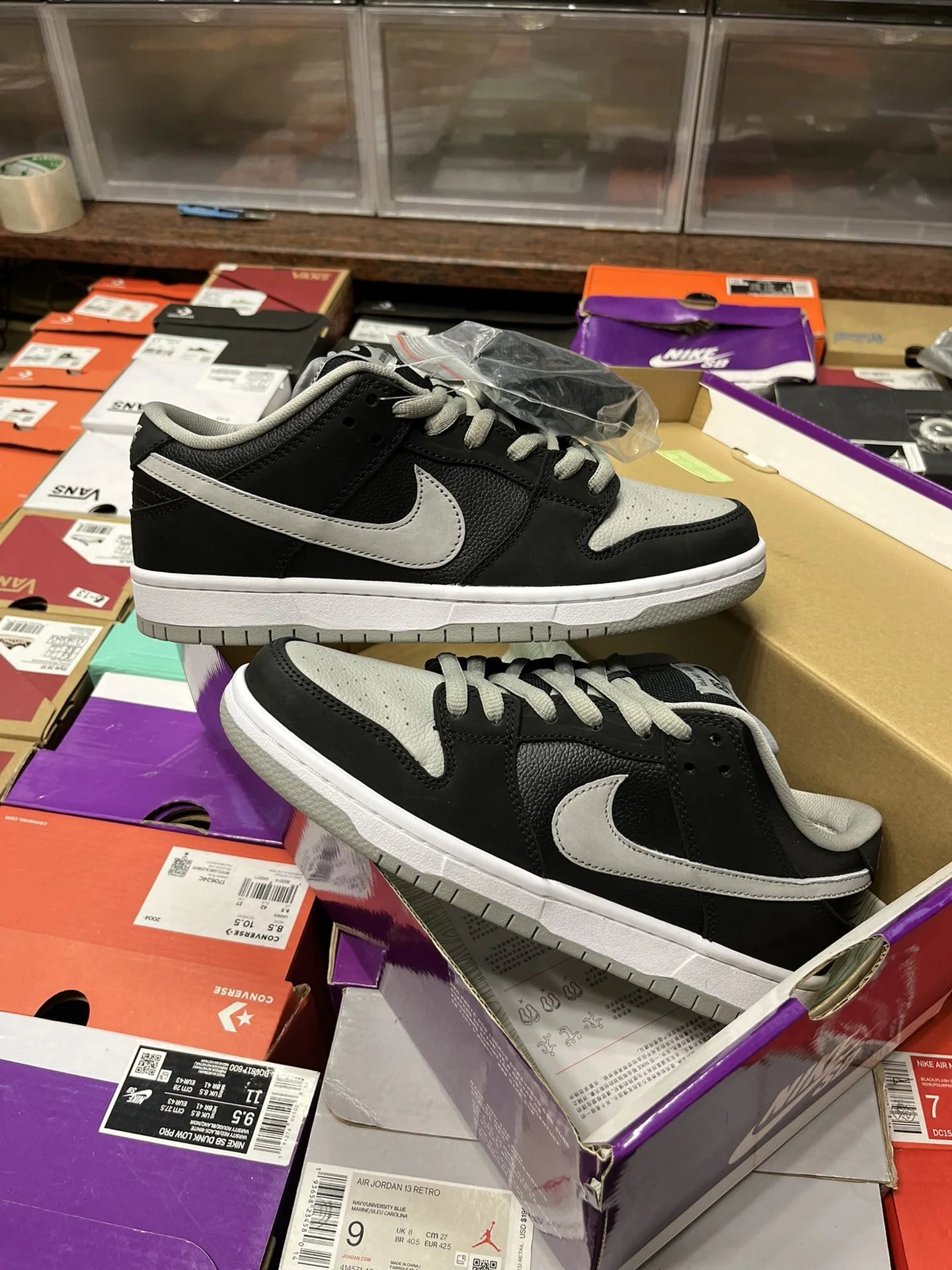 Nike Dunk Low Black Grey Leather Casual Sneakers