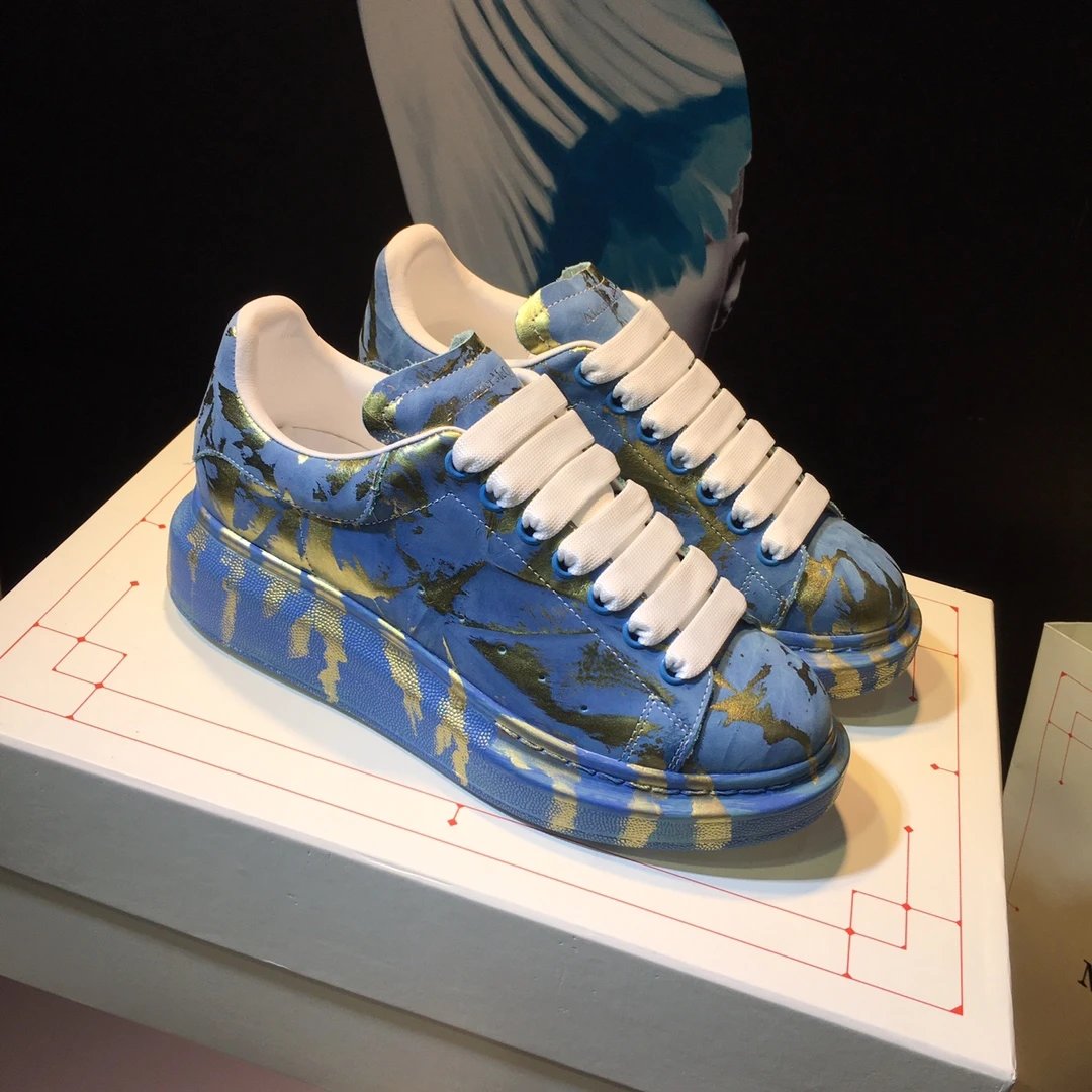 Alexander McQueen Blue Gold Oversized Sole Sneakers