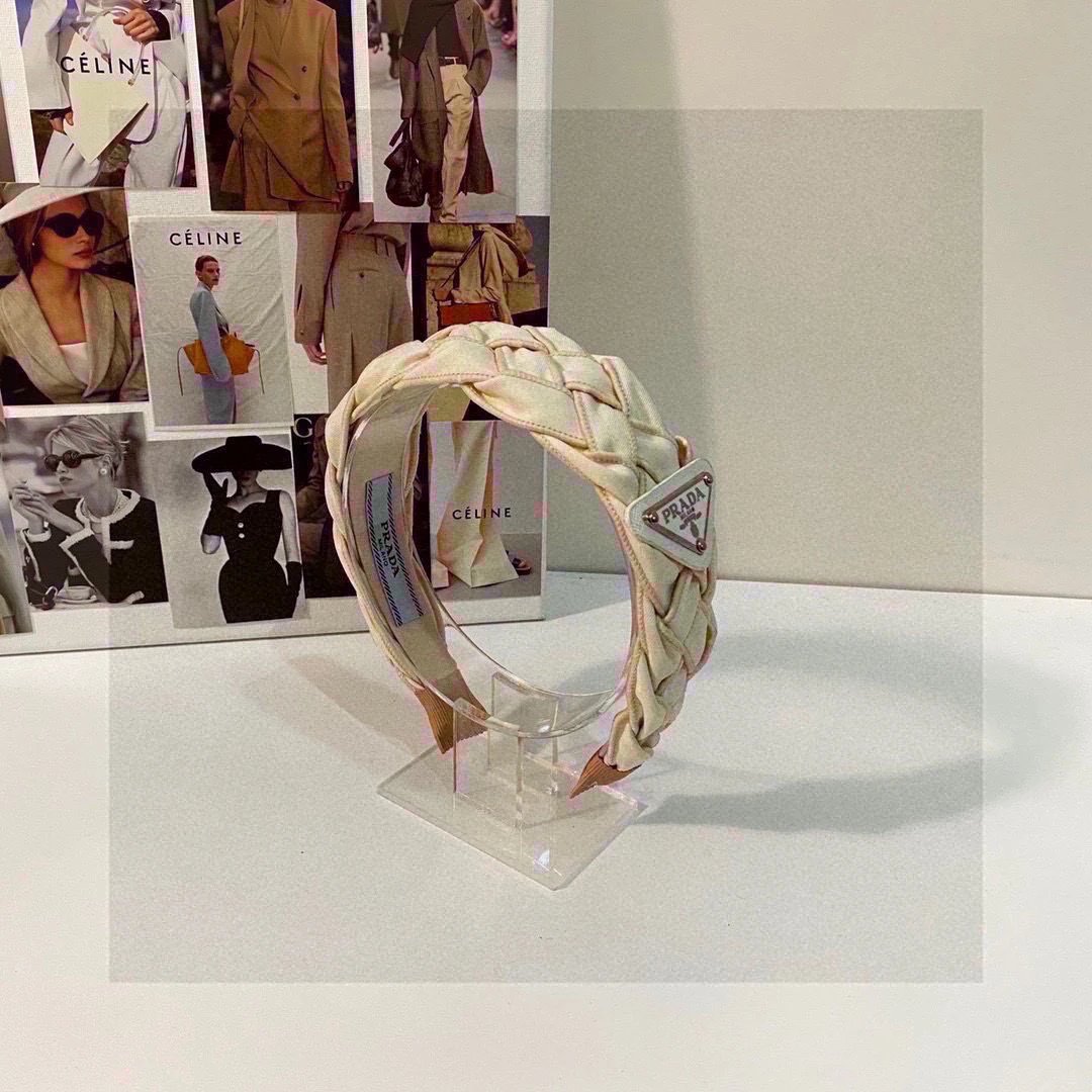 Prada Ivory Braided Satin Headband Women’s Luxury Accessory