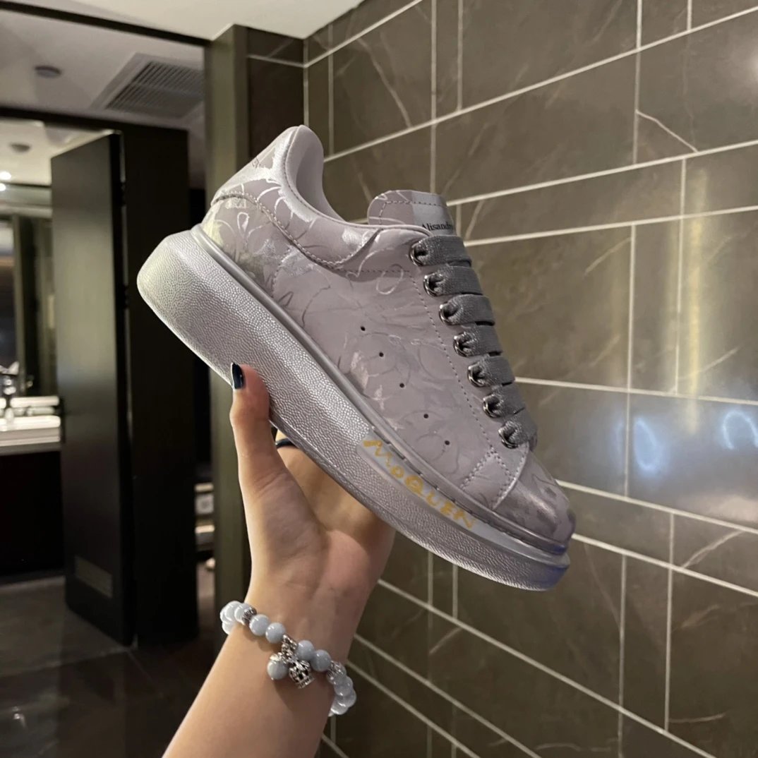 Alexander McQueen Silver Floral Embossed Sneakers