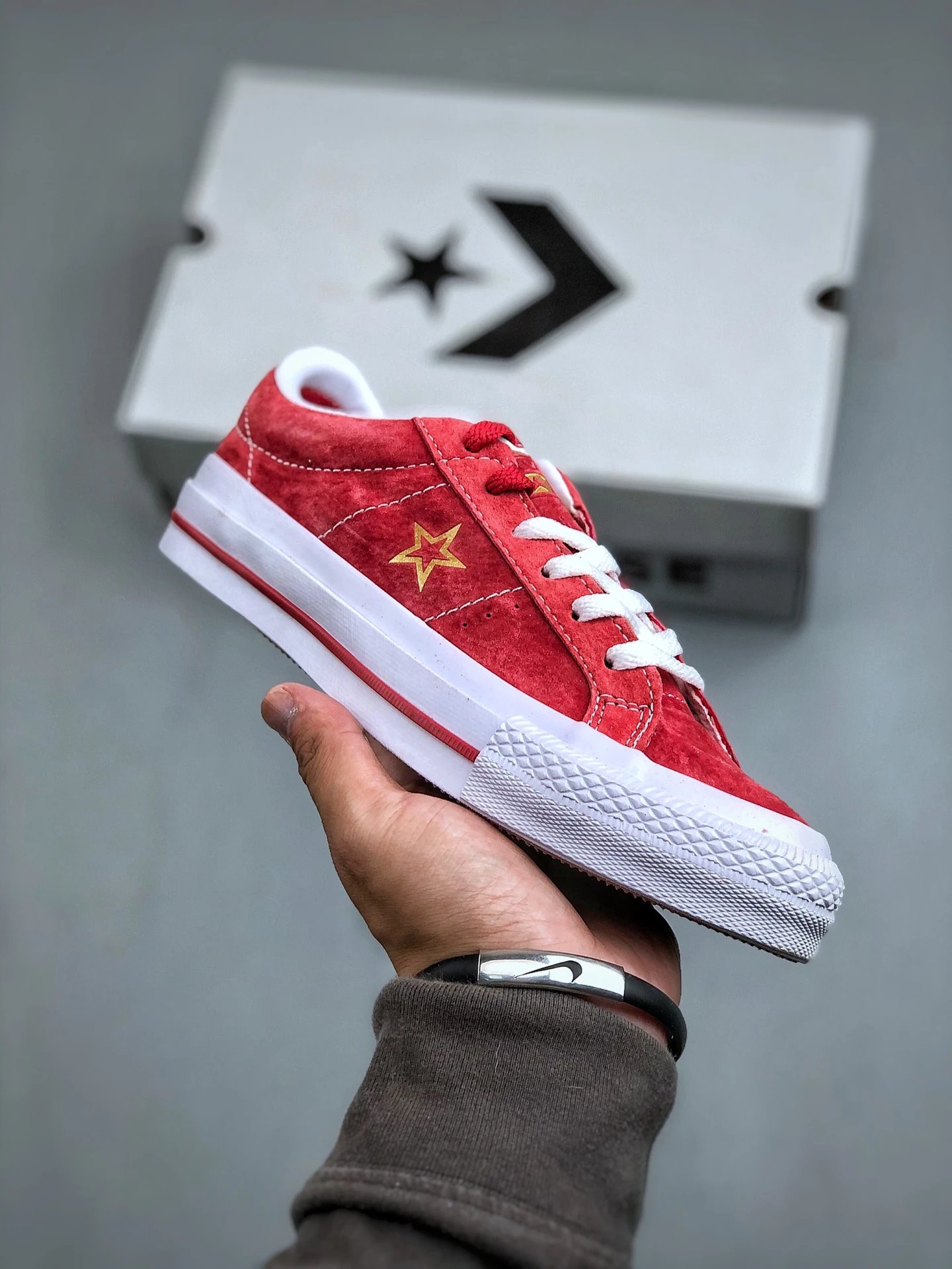 Converse Red Star Suede Sneakers Low Top Casual Shoes